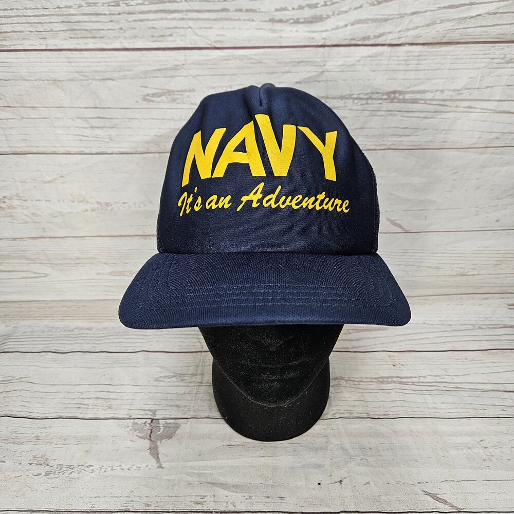 Vintage US Navy "It's an Adventure" Snapback Mesh Hat Baseball Cap Made In USA